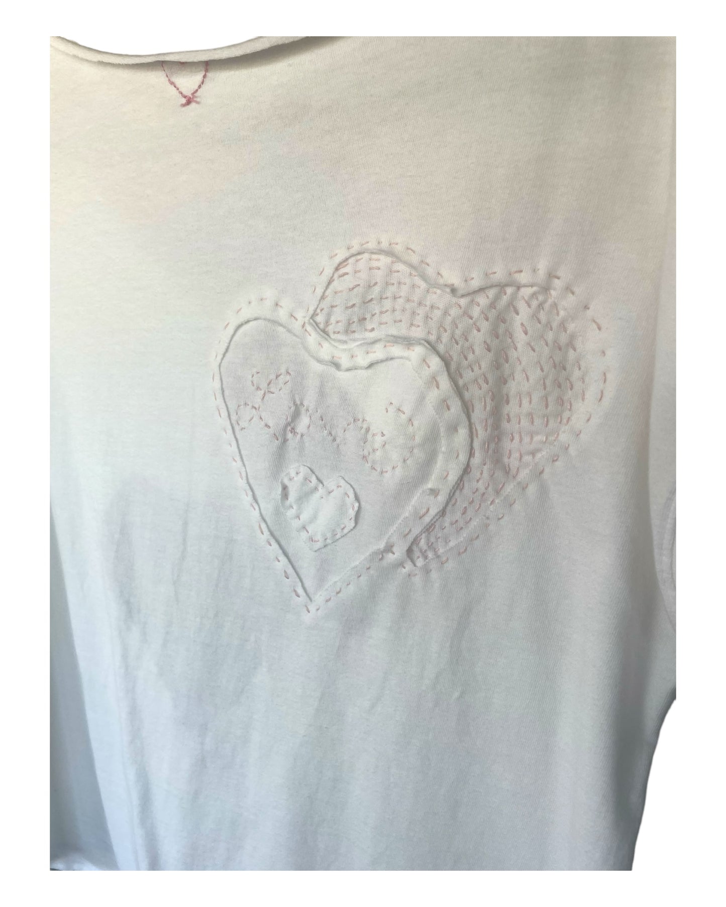 EMBROIDERED TEE -  2 Hearts Lace Applique