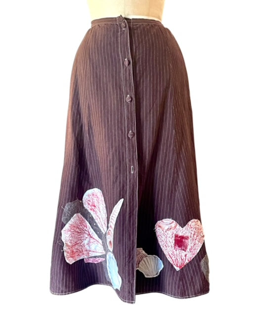 Upcycled Front Button Linen Skirt