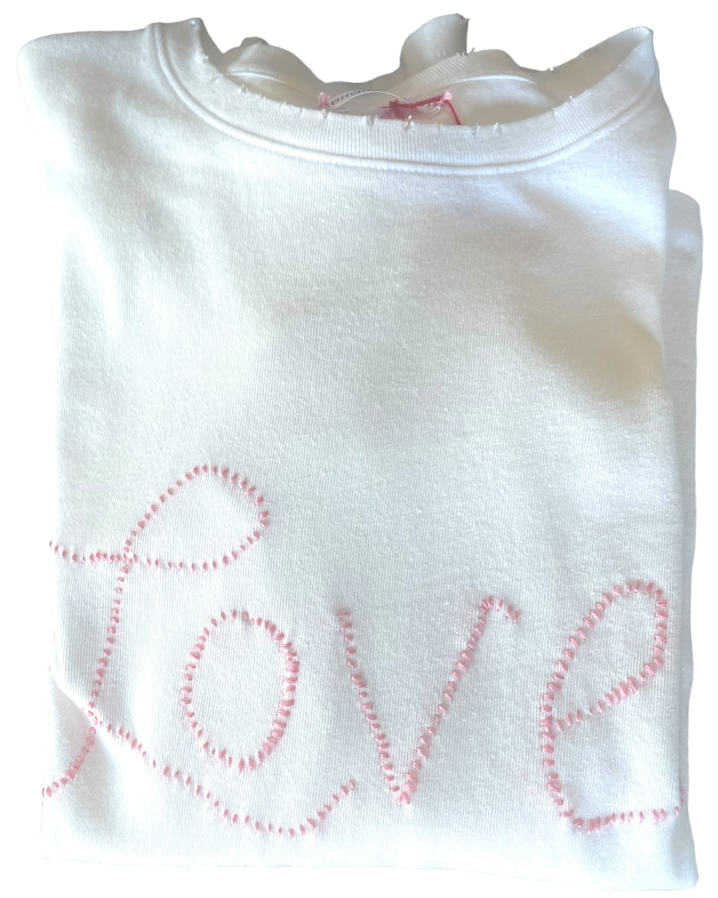 Embroidered Love Everyday Long Sleeve Tee - White