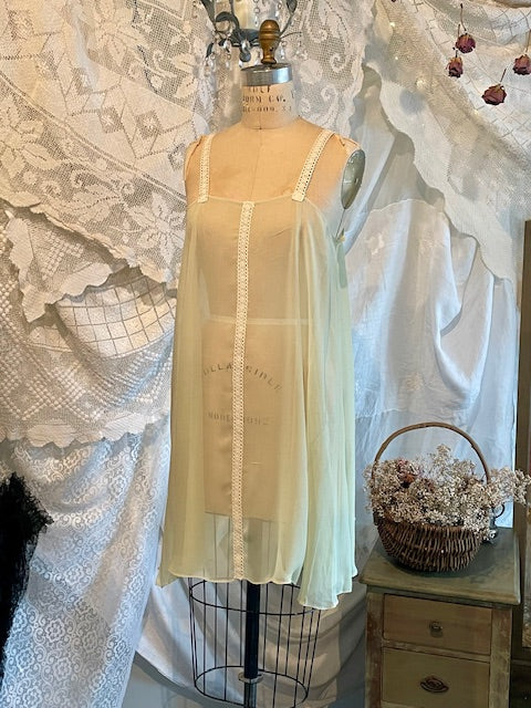 BABY DOLL SLIP DRESS - PALE SPRING YELLOW GREEN