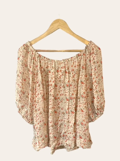 FRENCH COUNTRY BLOUSE - AUTUMN BLOSSOM PRINT - One Size
