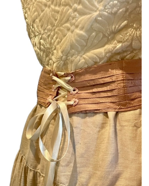 Lace-up Waist-belt - Antique Rose