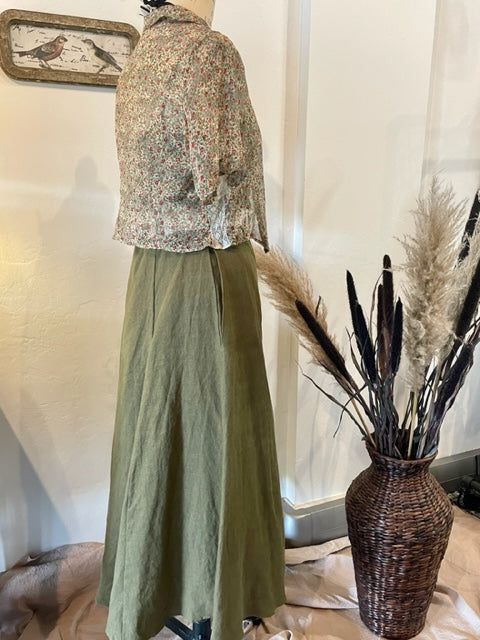 Prairie Skirt - Loden Green Linen
