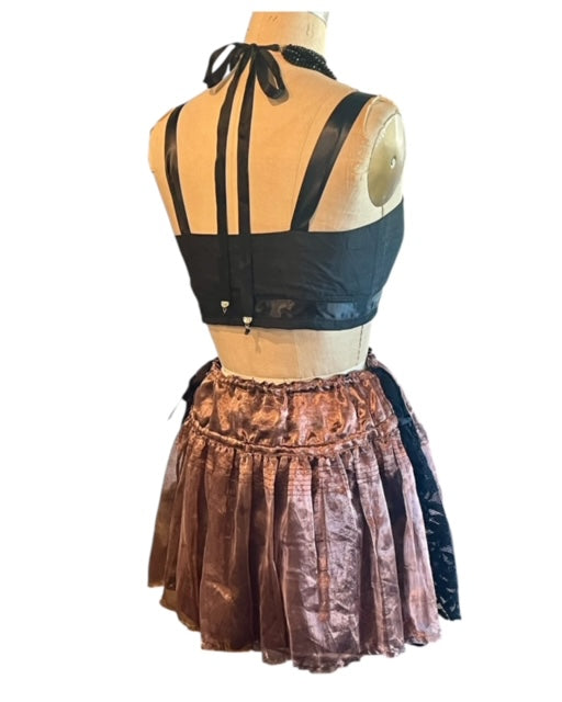 Raw Silk Bow Bra - Black