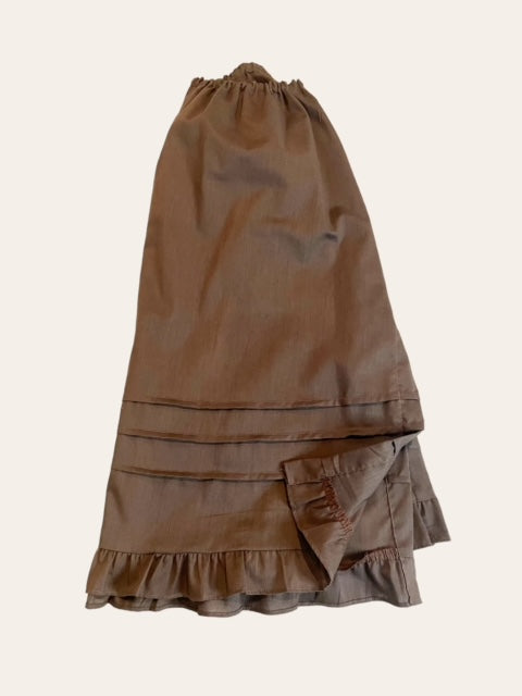 PIN-TUCK UNDERSKIRT WITH RUFFLES - COCOA