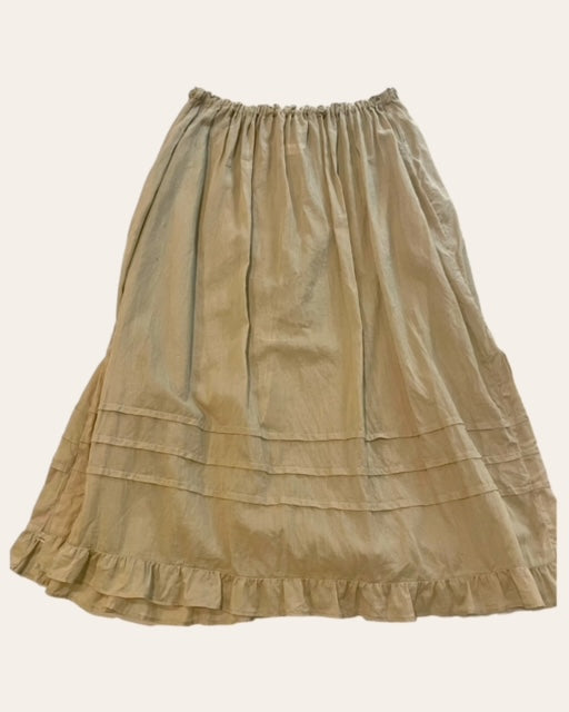 Pintuck Underskirt with Ruffles - Beige