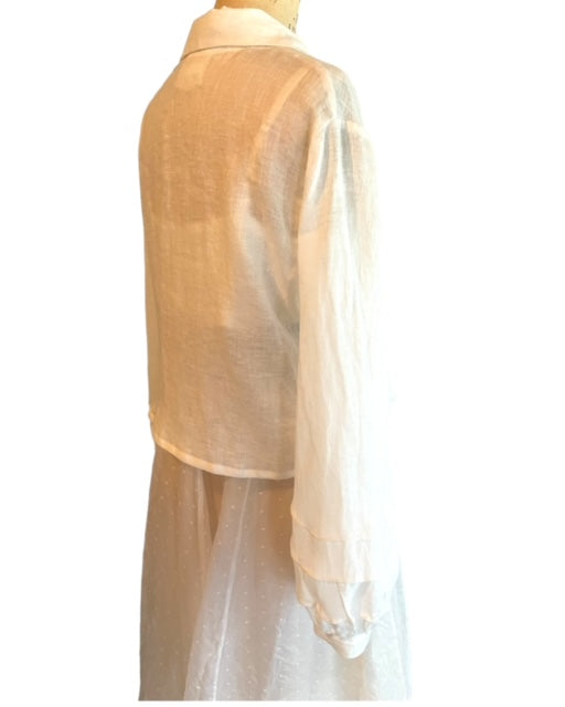 LONG SLEEVE BLOUSE WITH PIN-TUCKS- WHITE LINEN - BEST SELLER