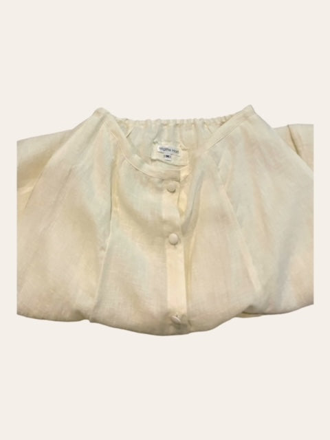 Front Button Prairie Skirt Ankle Length - Creme Linen