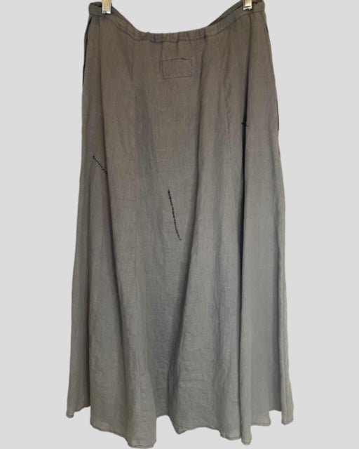Front Button Prairie Skirt Ankle Length - Poppyseed Linen