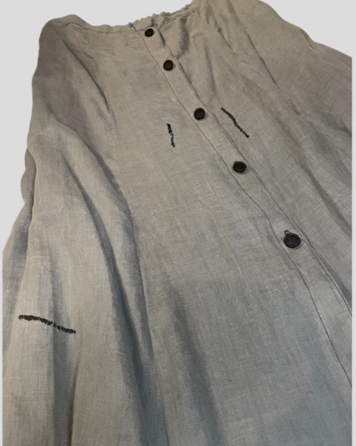 Front Button Prairie Skirt Ankle Length - Poppyseed Linen