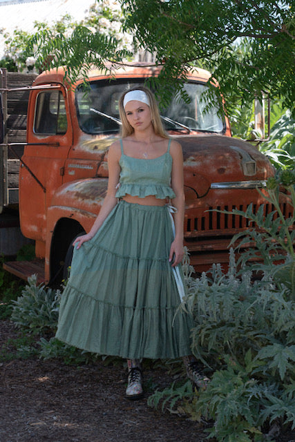 CLEMENTINE SKIRT -Lightweight Luxe Linen Sage Green - Best Seller