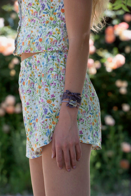 Playa Shorts, Meadow Flower Print Cotton Poplin