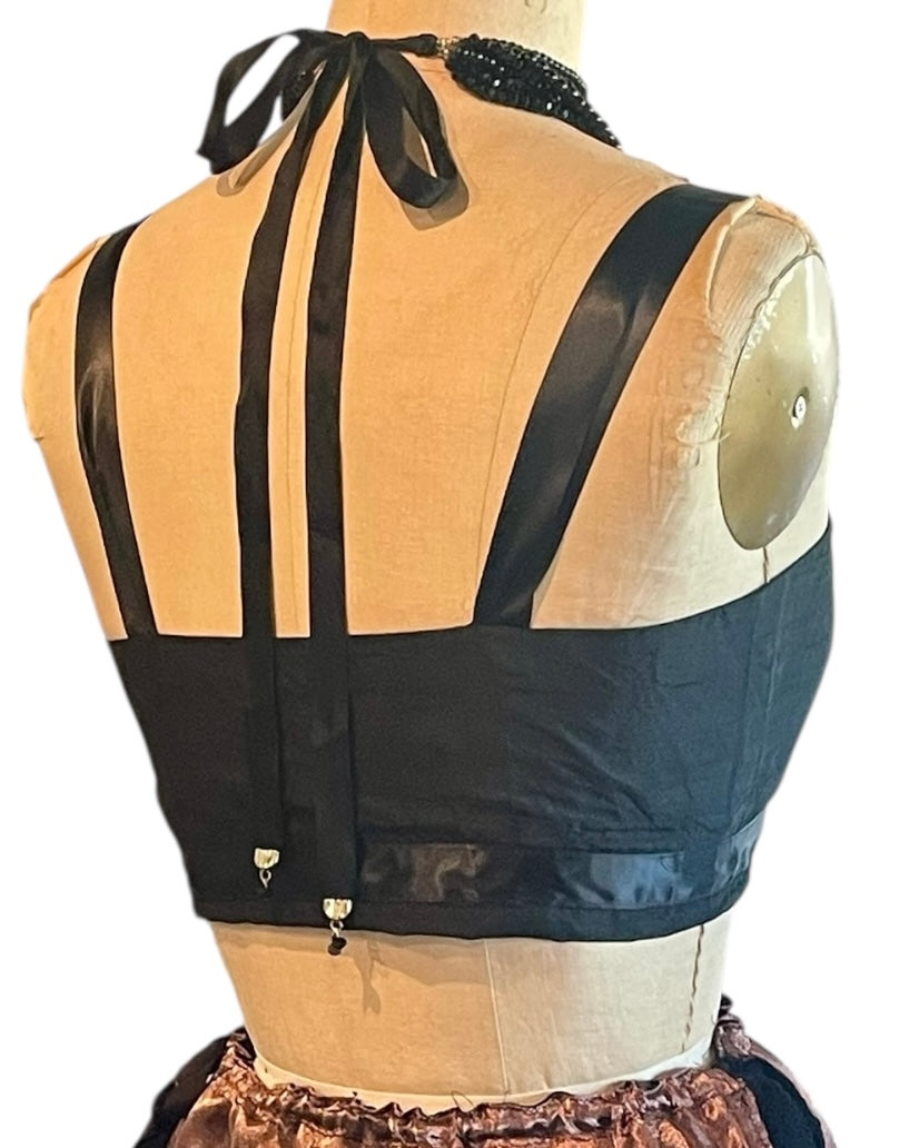 Raw Silk Bow Bra - Black