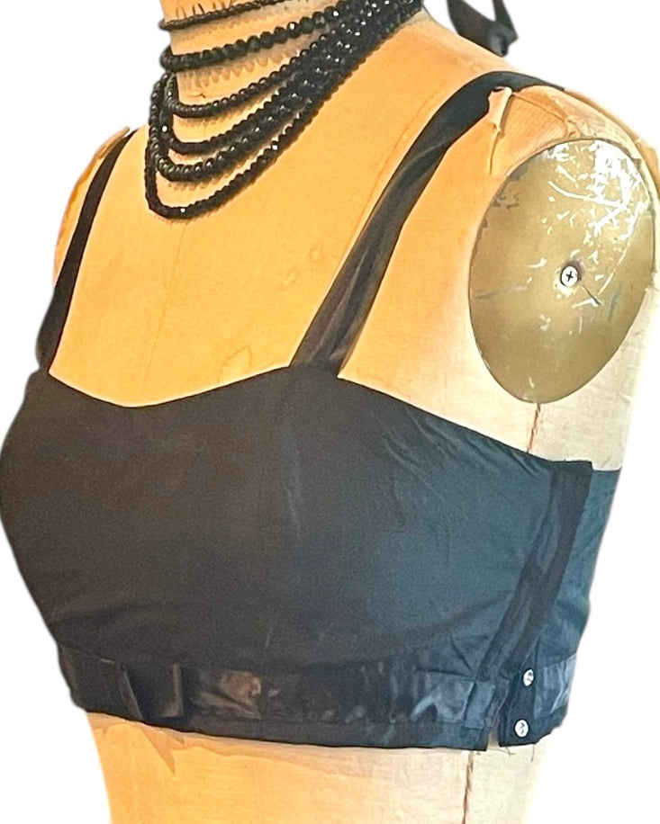 Raw Silk Bow Bra - Black