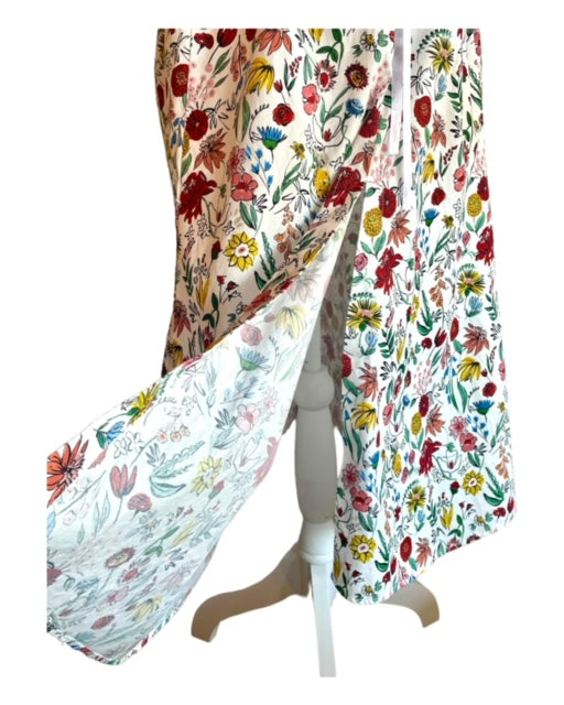 Tie-Waist Skirt with Side Slits in Cotton Garden Party Print