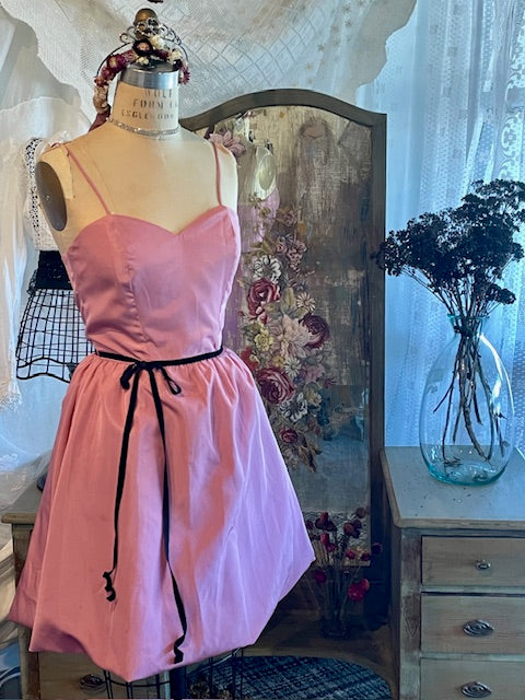 VINTAGE 1980S UPCYCLED PINK PUFF PARTY DRESS