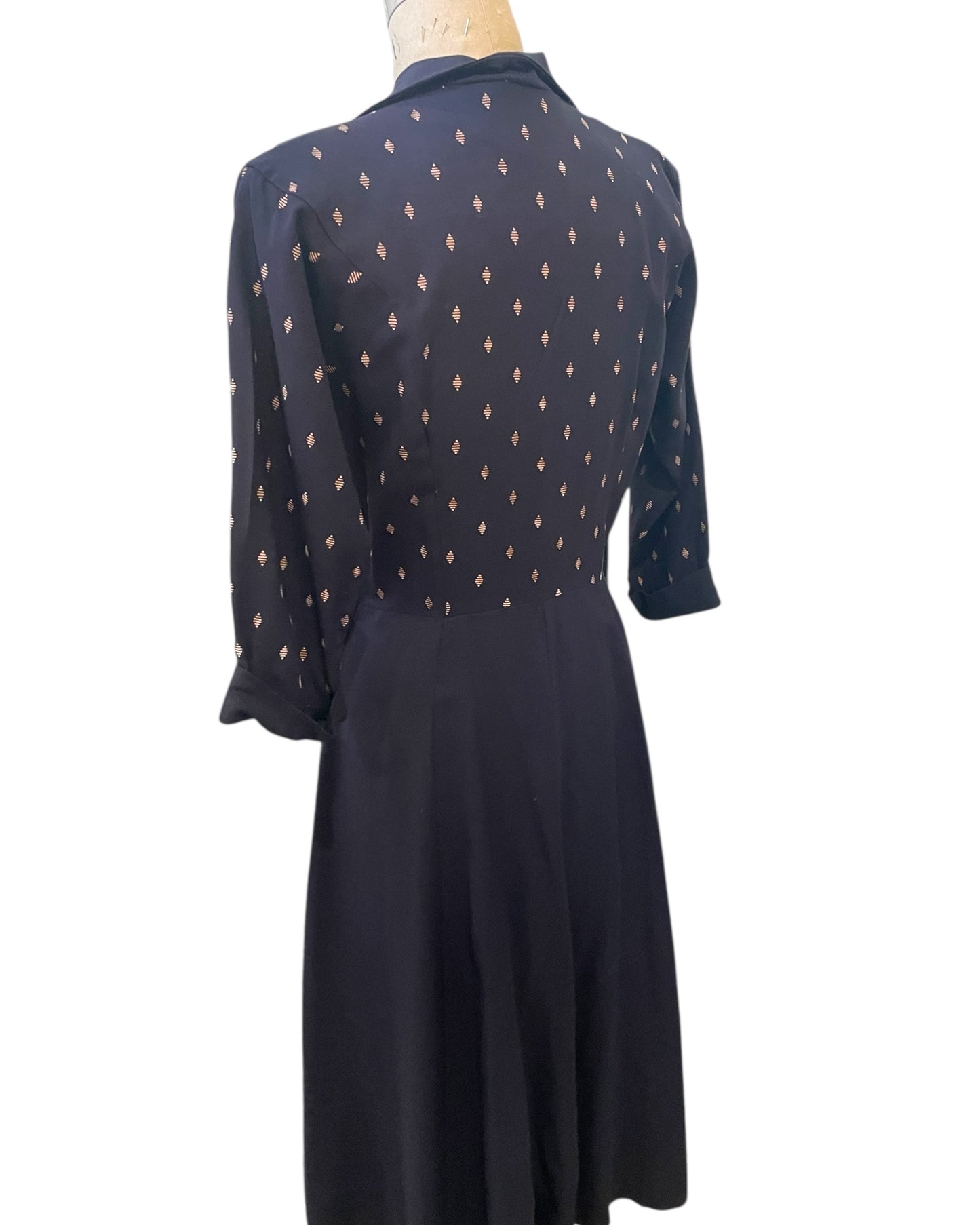 1950s Town and Cottage Navy Faille Dress