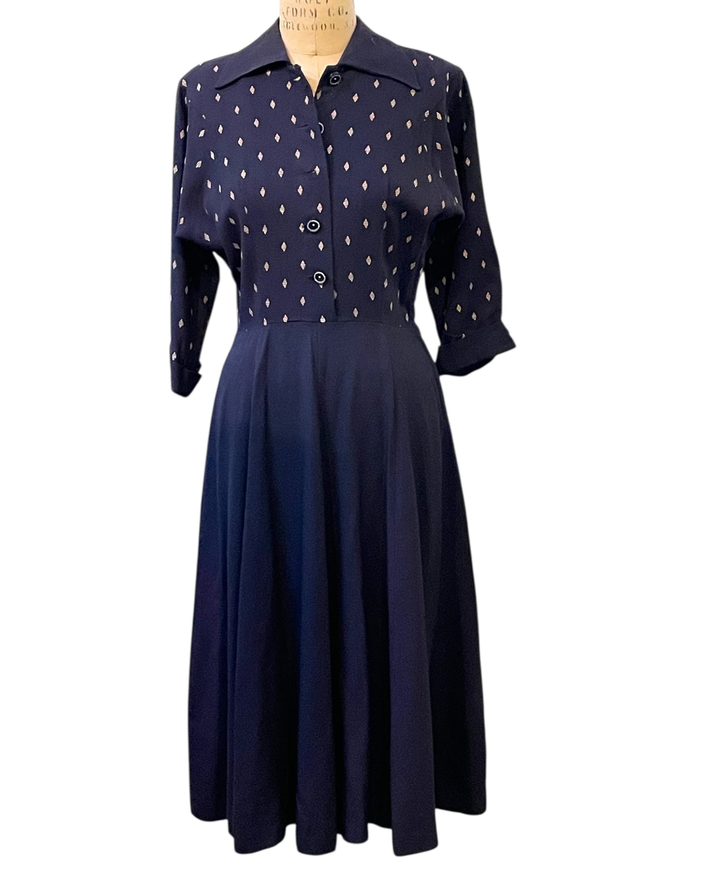 1950s Town and Cottage Navy Faille Dress