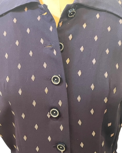 1950s Town and Cottage Navy Faille Dress