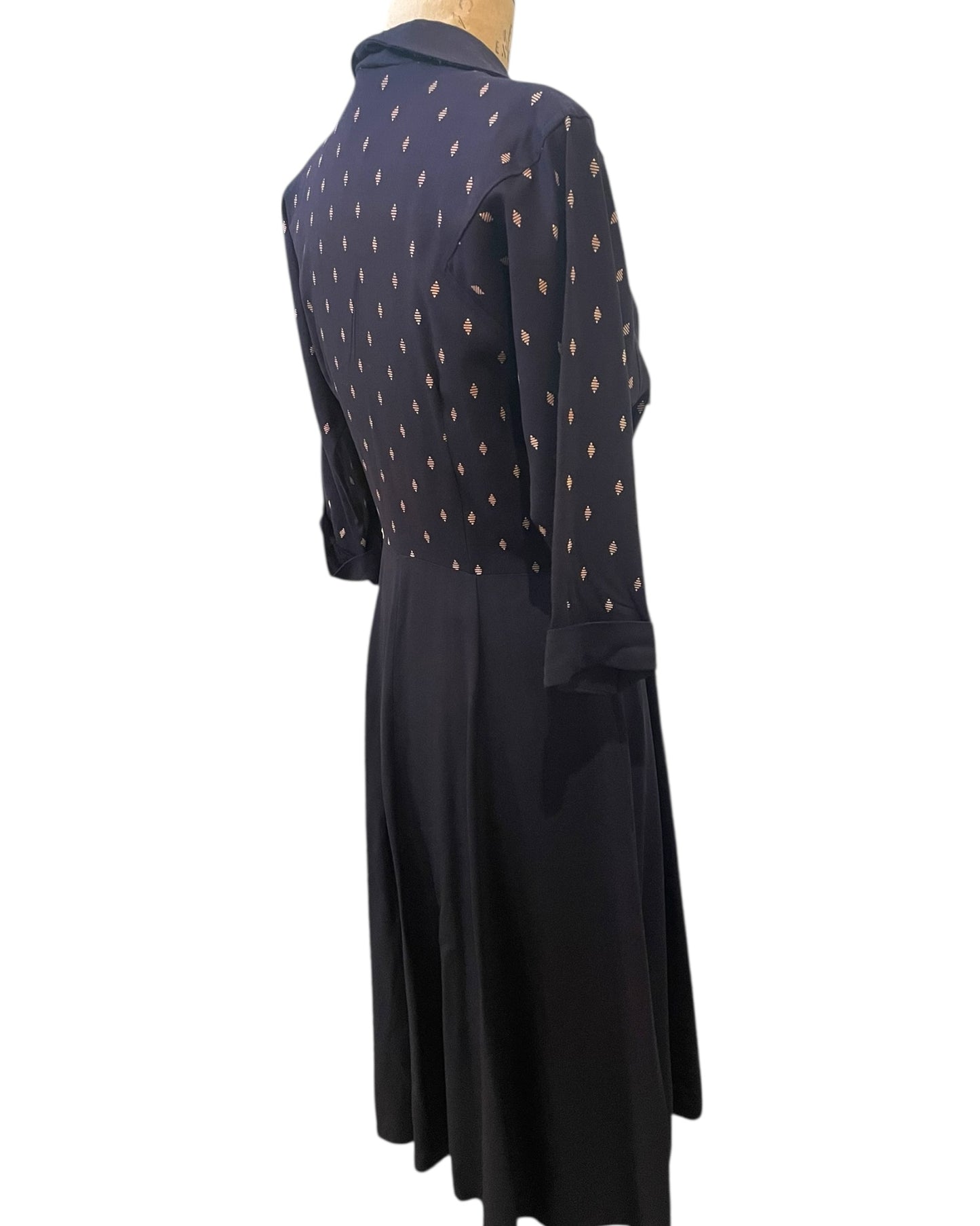 1950s Town and Cottage Navy Faille Dress