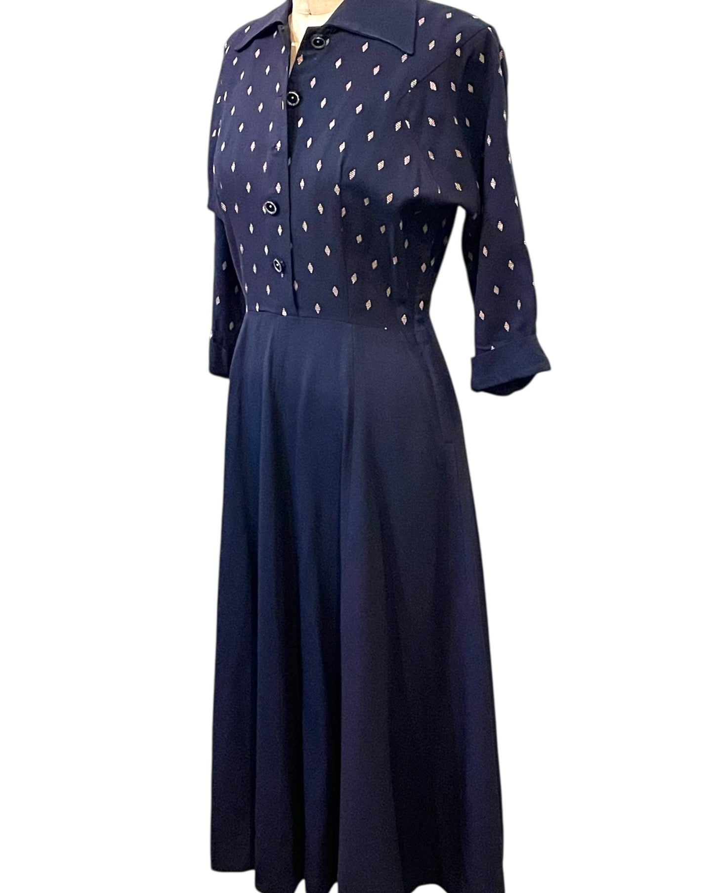 1950s Town and Cottage Navy Faille Dress