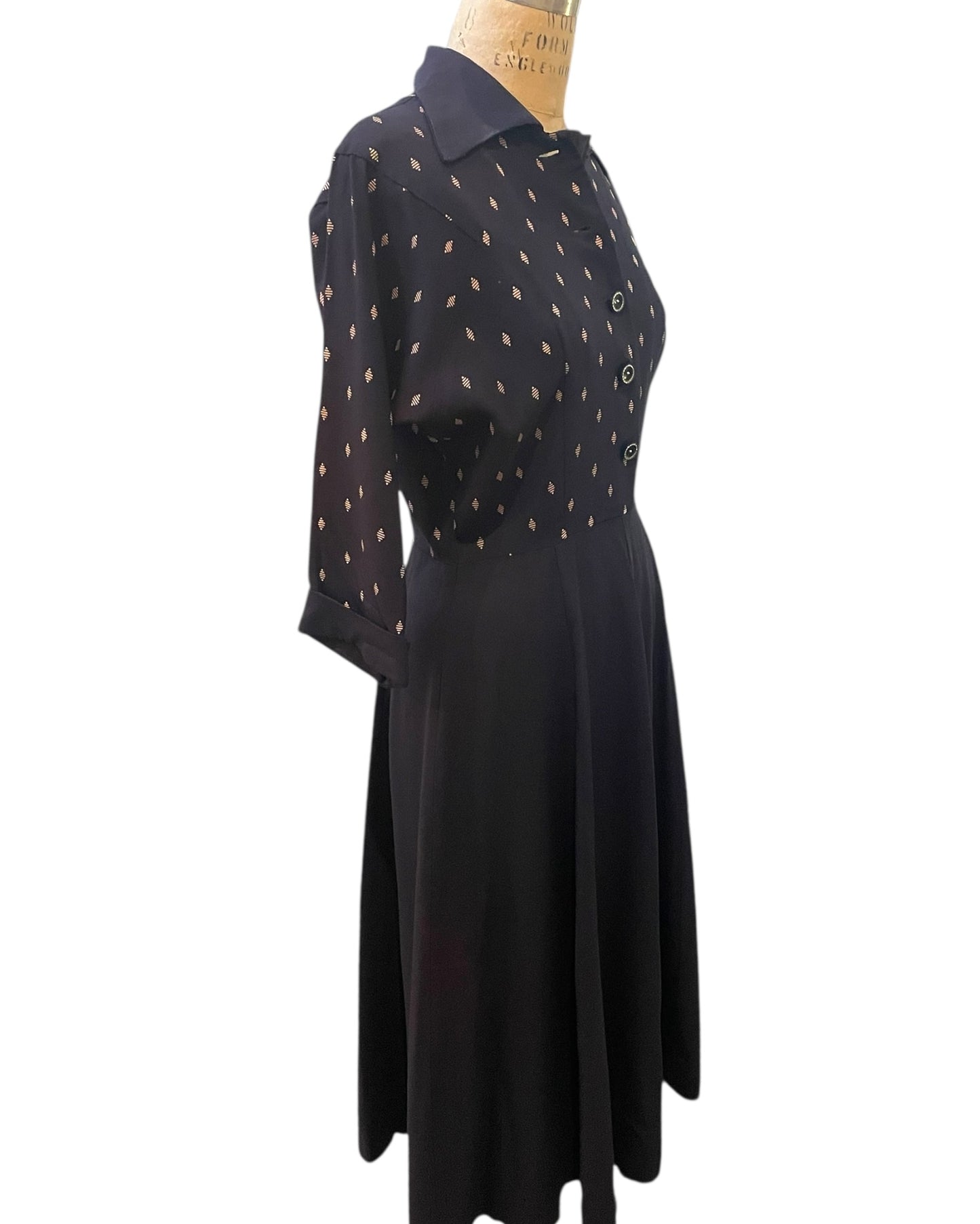 1950s Town and Cottage Navy Faille Dress