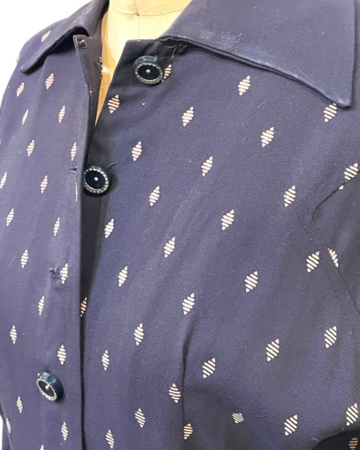 1950s Town and Cottage Navy Faille Dress