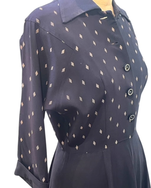 1950s Town and Cottage Navy Faille Dress Brigitte Hart Dress Atelier 1950s Town and Cottage Navy Faille Dress Brigitte Hart Dress Atelier