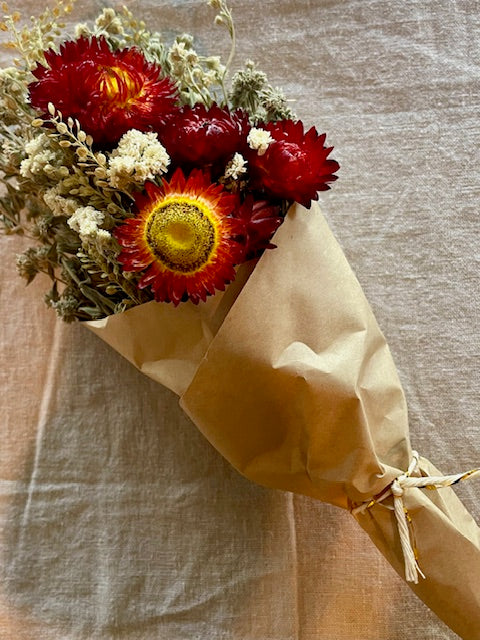 Mini Dried Floral Bouquet -Red